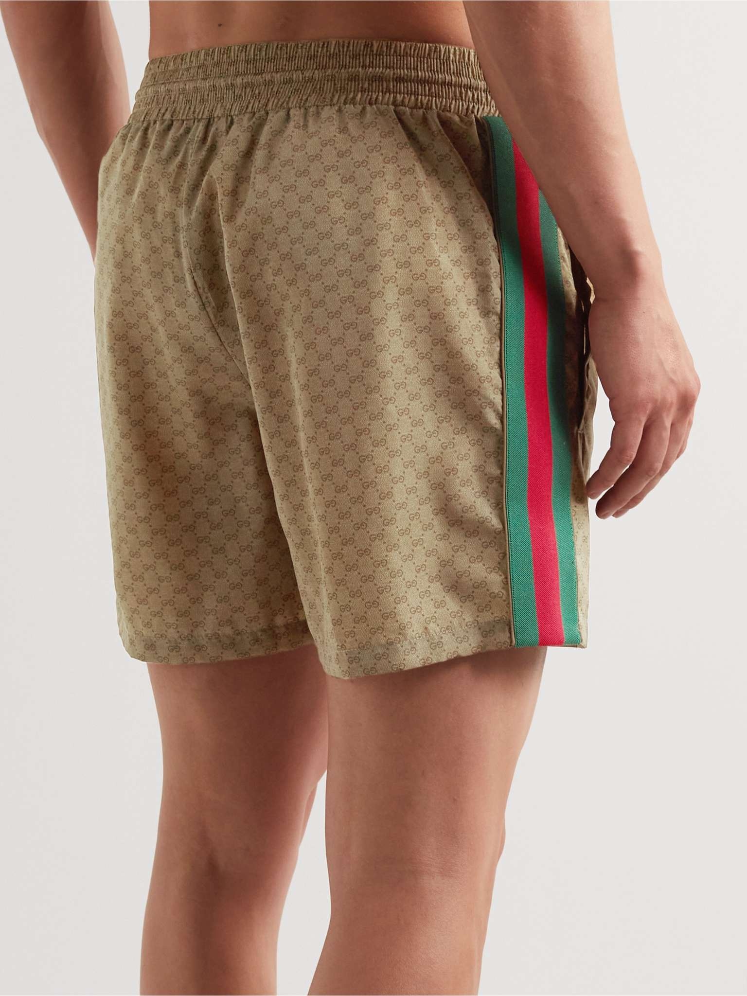 Slim-Fit Mid-Length Logo-Print Striped Swim Shorts - 4