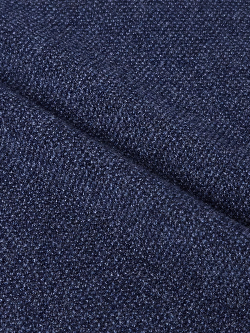 Slim-Fit Suede-Trimmed Cashmere Half-Zip Sweater Navy 6