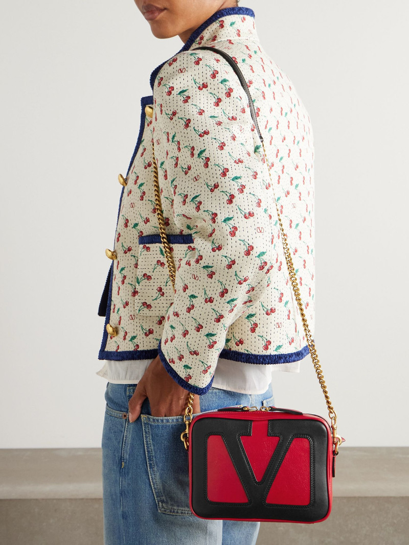 Valentino Viva Superstar two-tone leather shoulder bag Red outlook