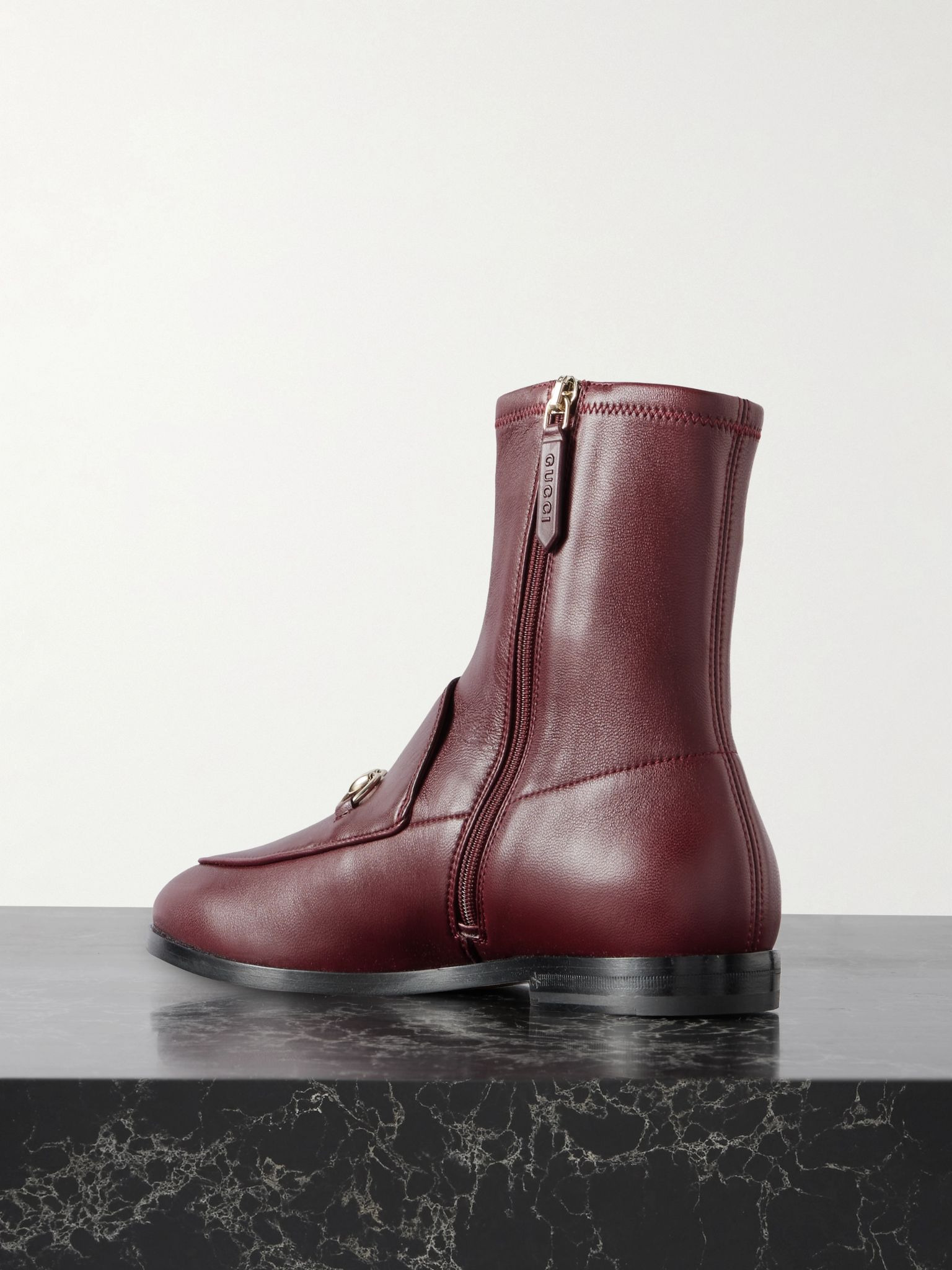 Jordaan horsebit-detailed leather ankle boots Burgundy - 3