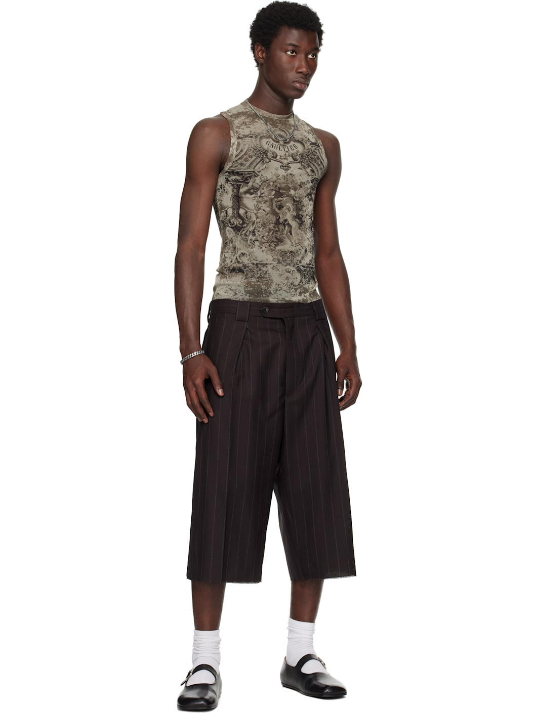Beige 'The Oversized Médallion' Tank Top - 4