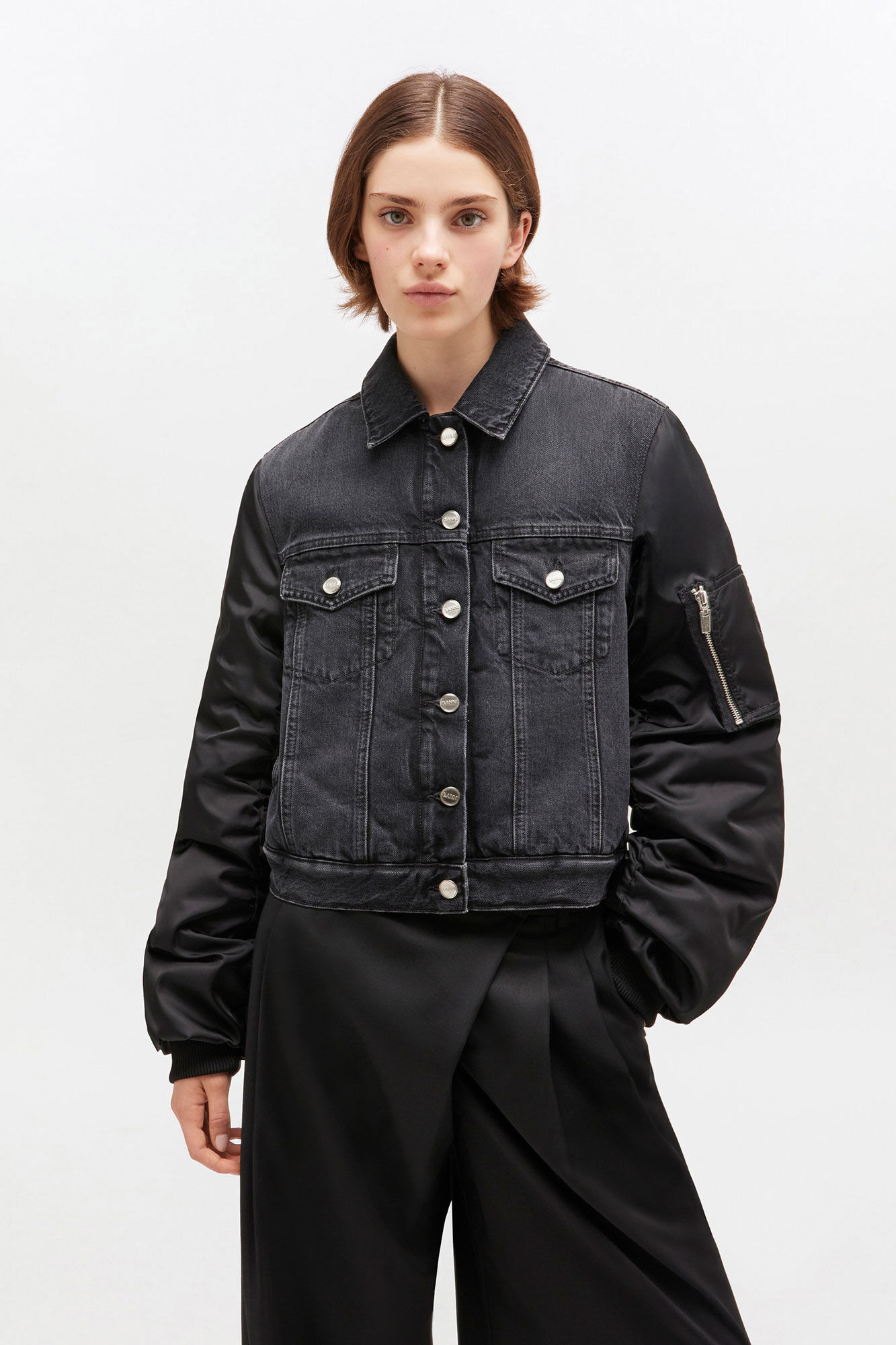 BLACK RIGID DENIM JACKET - 2