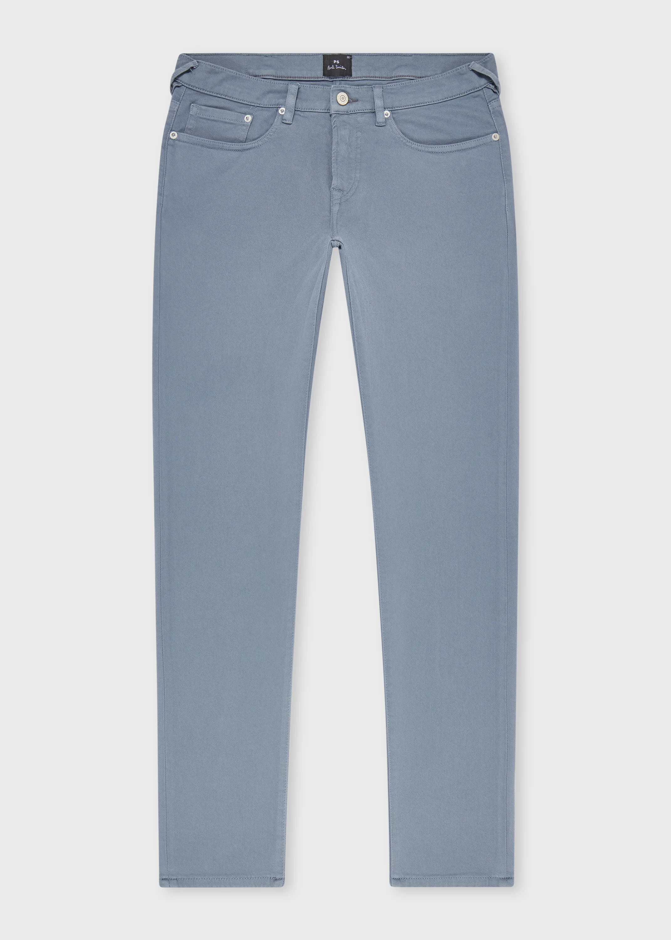 Tapered-Fit Powder Blue Garment-Dyed Organic Cotton-Stretch Jeans - 1
