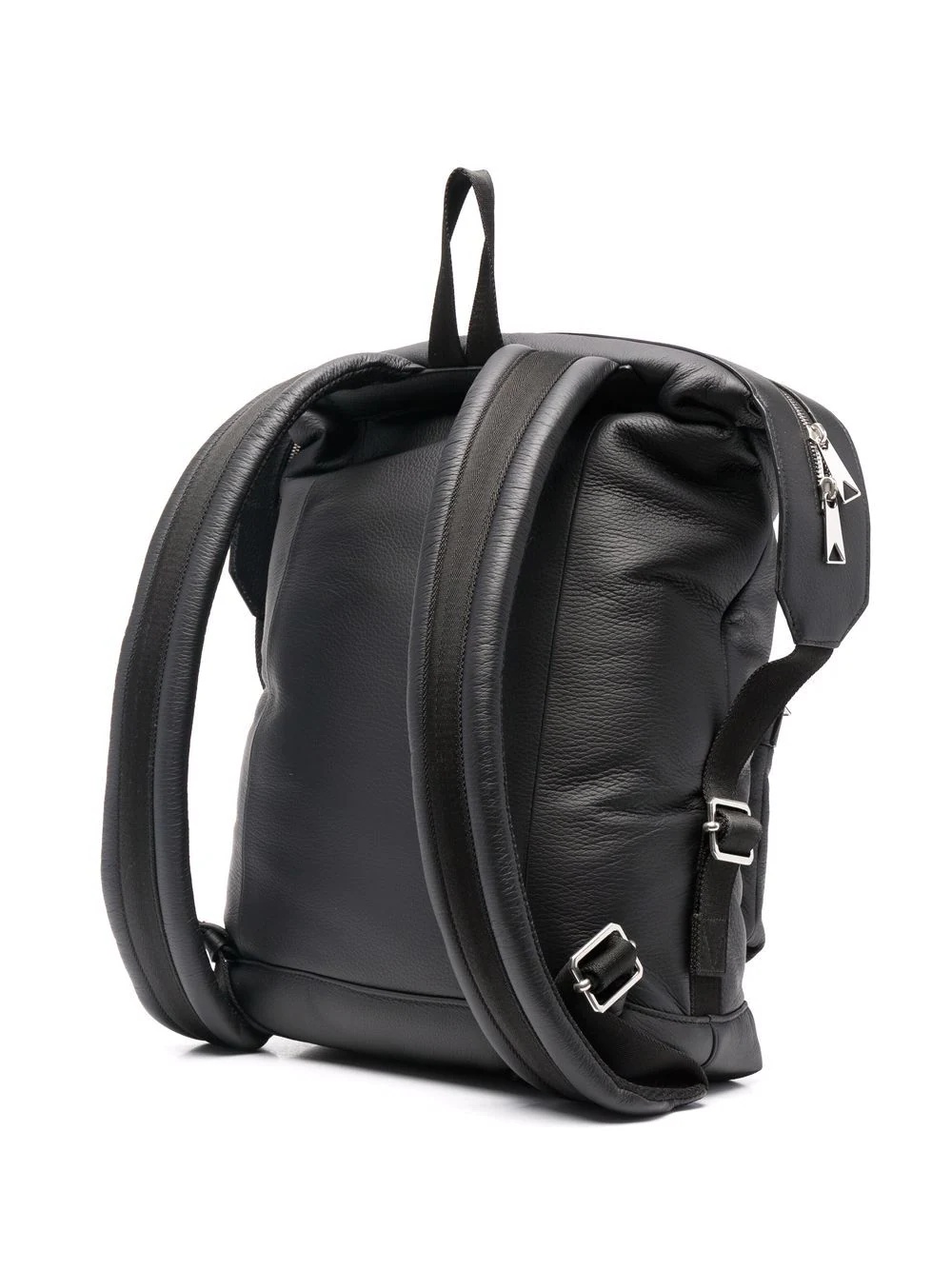 grained leather backpack - 3