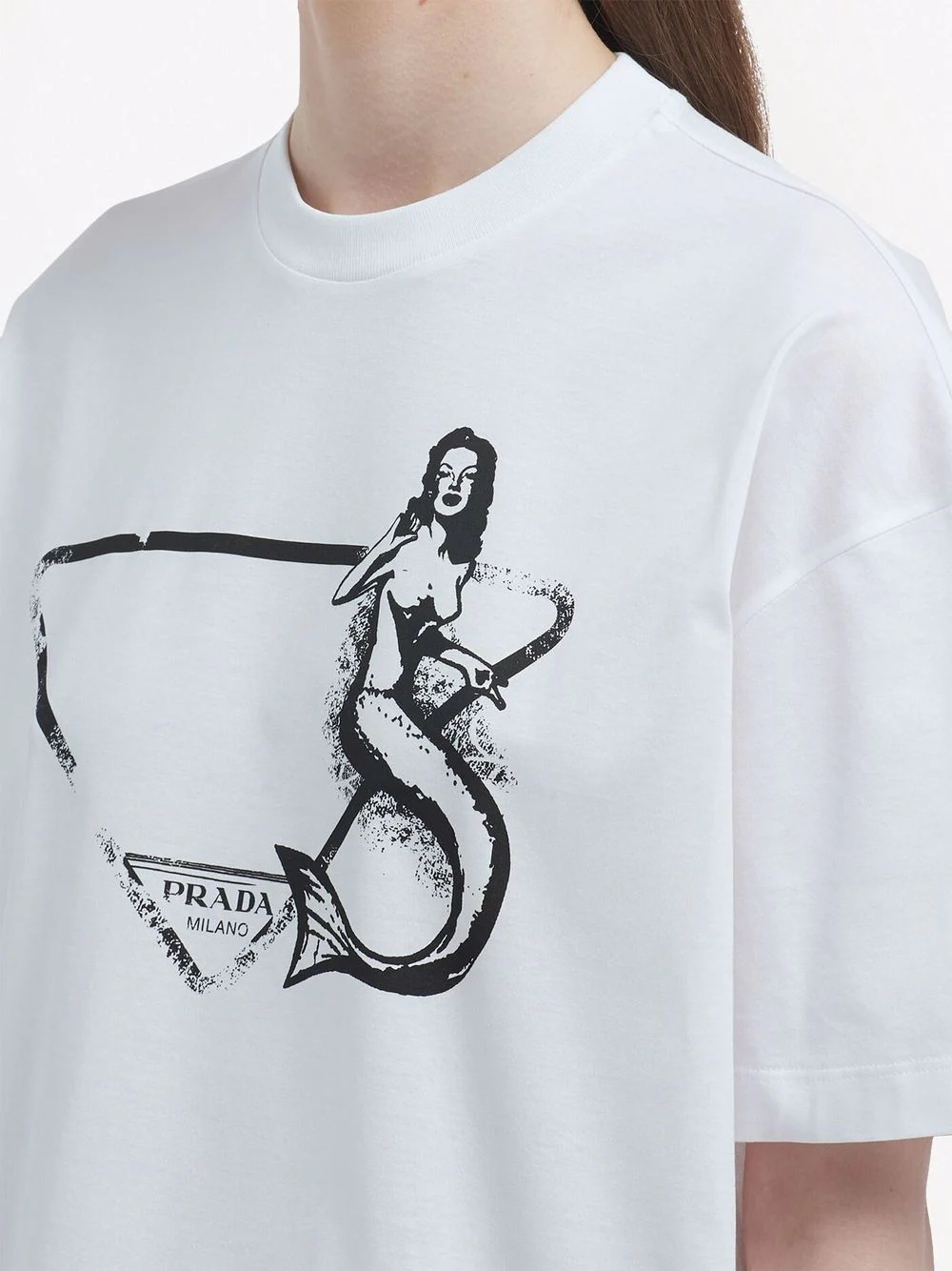 mermaid and logo print oversize T-shirt - 5