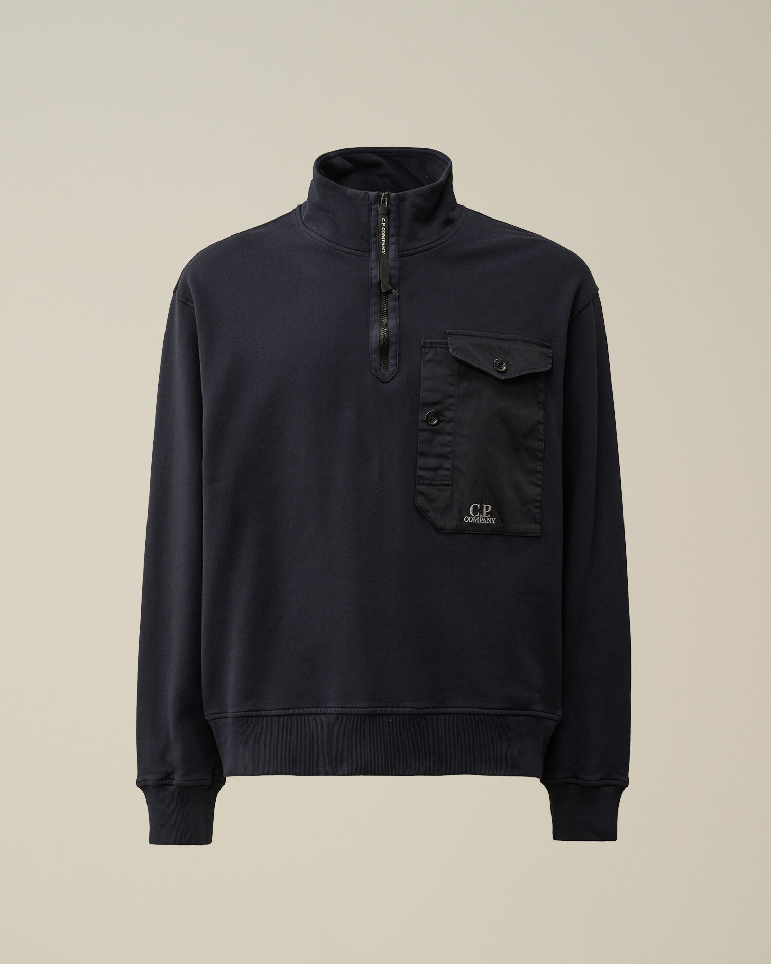 CP COMPANY｜SWEATSHIRTS (Cotton Fleece Mixed Pocket Swea C.P. Company Cotton Fleece Mixed Zipped Sweatshirt | REVERSIBLE