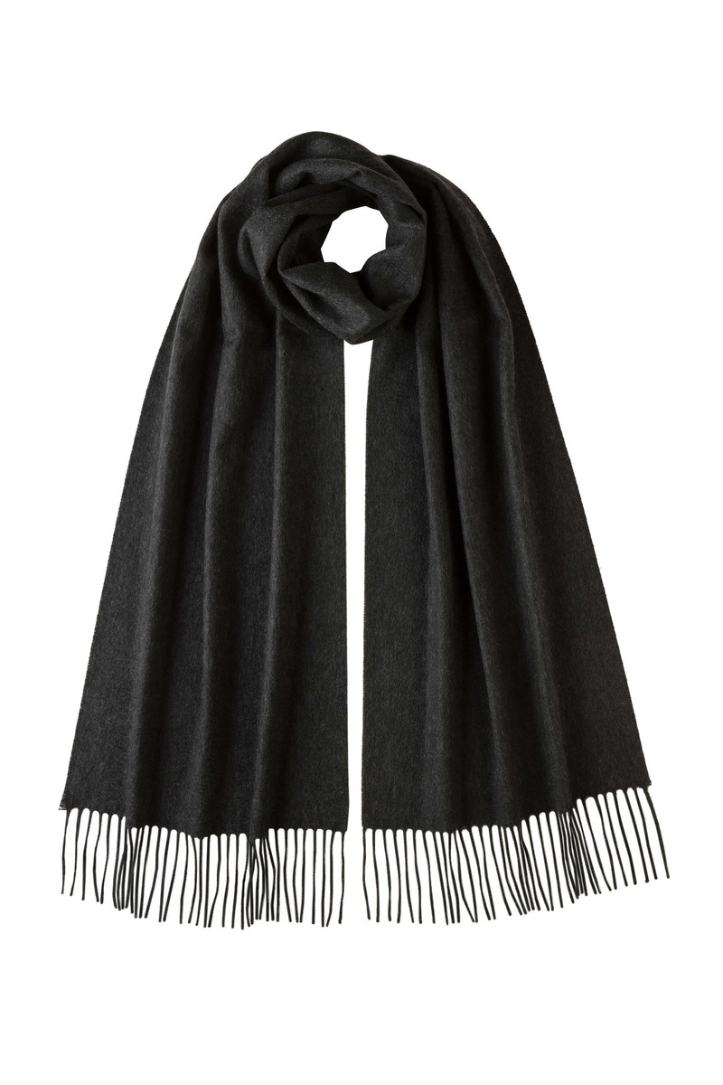 Wide Charcoal Cashmere Scarf 1