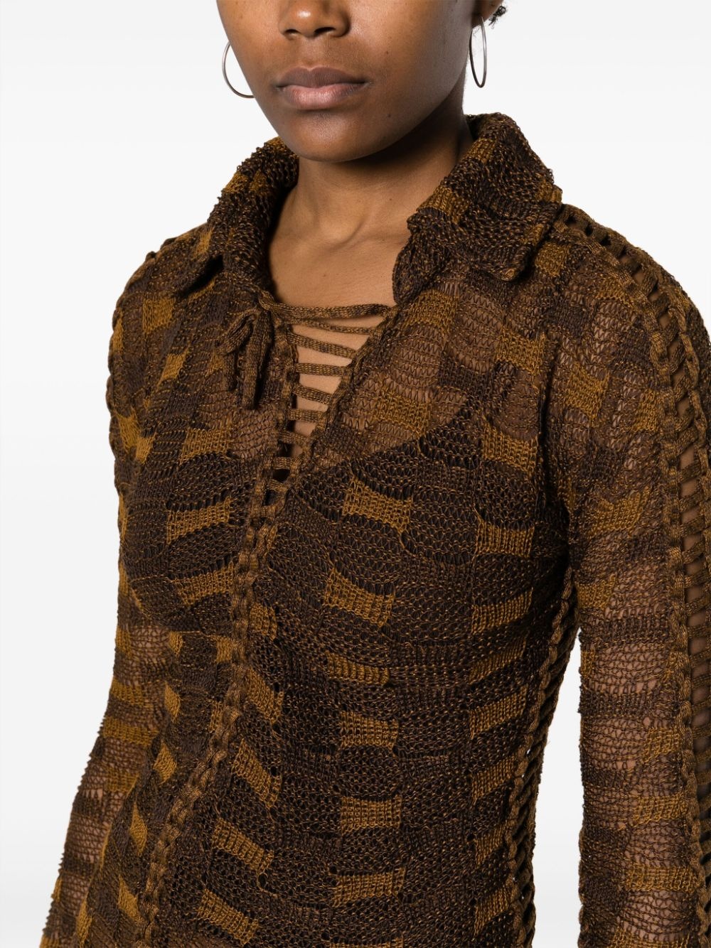 tie-fastening knitted shirt - 5