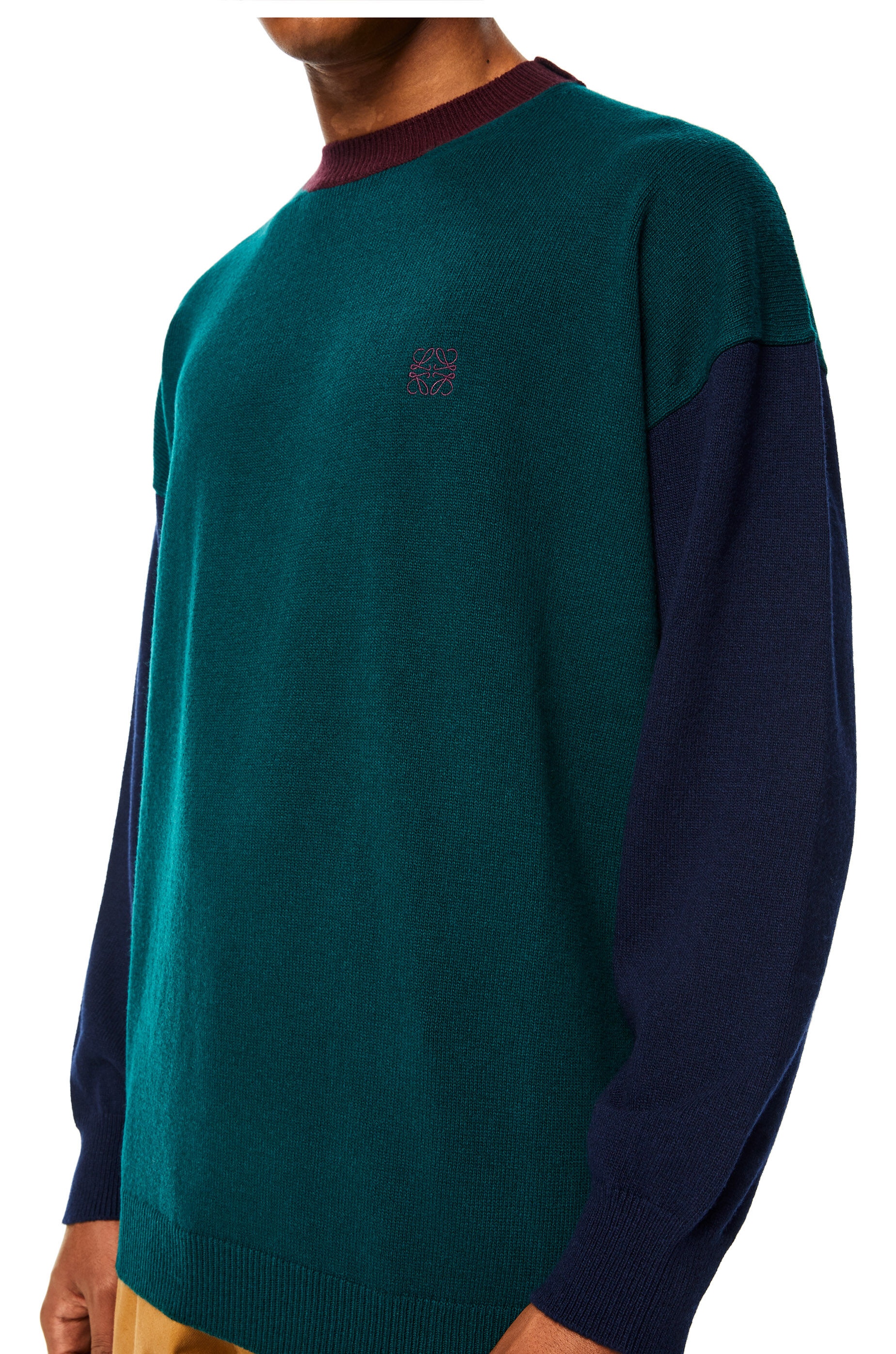 Crewneck colour block sweater in wool - 5