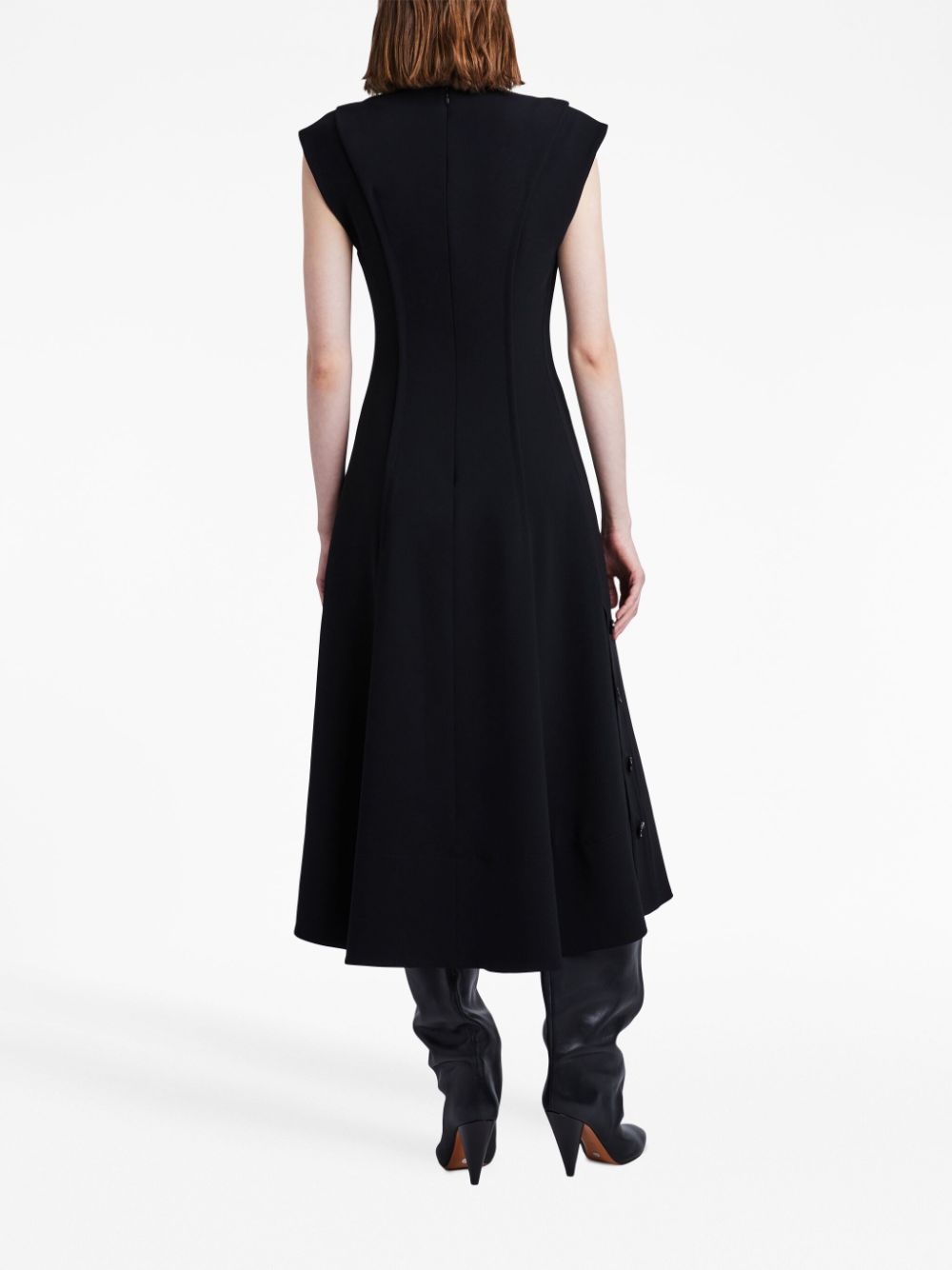 V-neck cap-sleeves midi dress - 4
