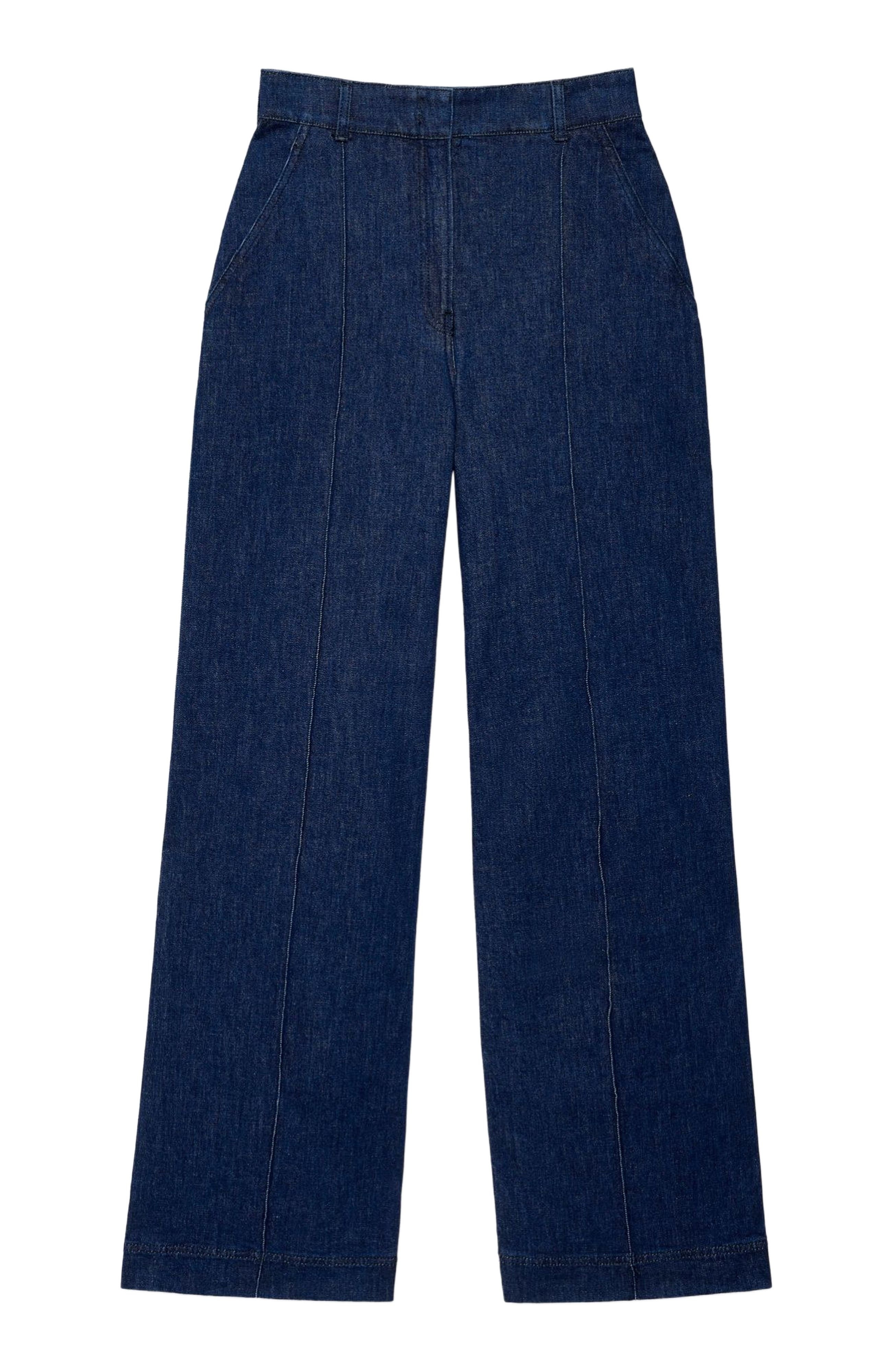 Another Tomorrow HIGH WAISTED DENIM TROUSER in Dark Wash at Nordstrom - 5