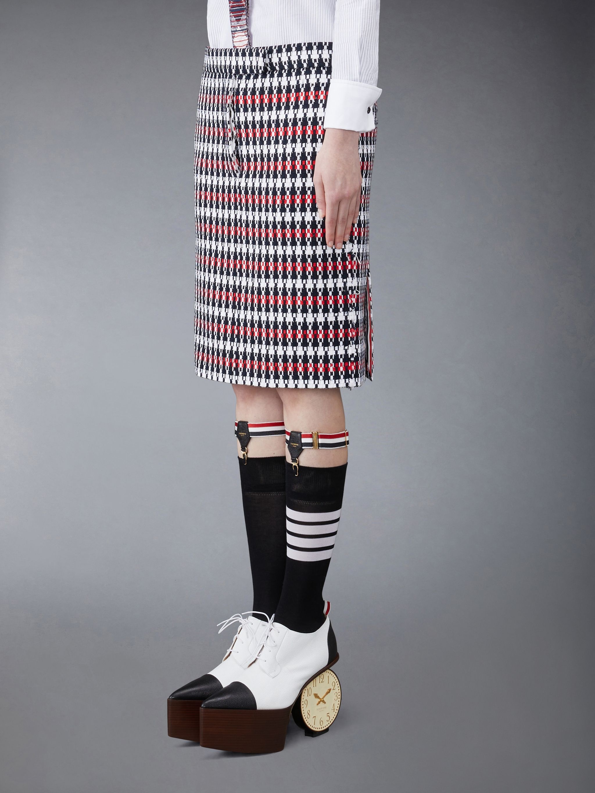 GROSGRAIN TWEED LOW WAIST SKIRT - 2