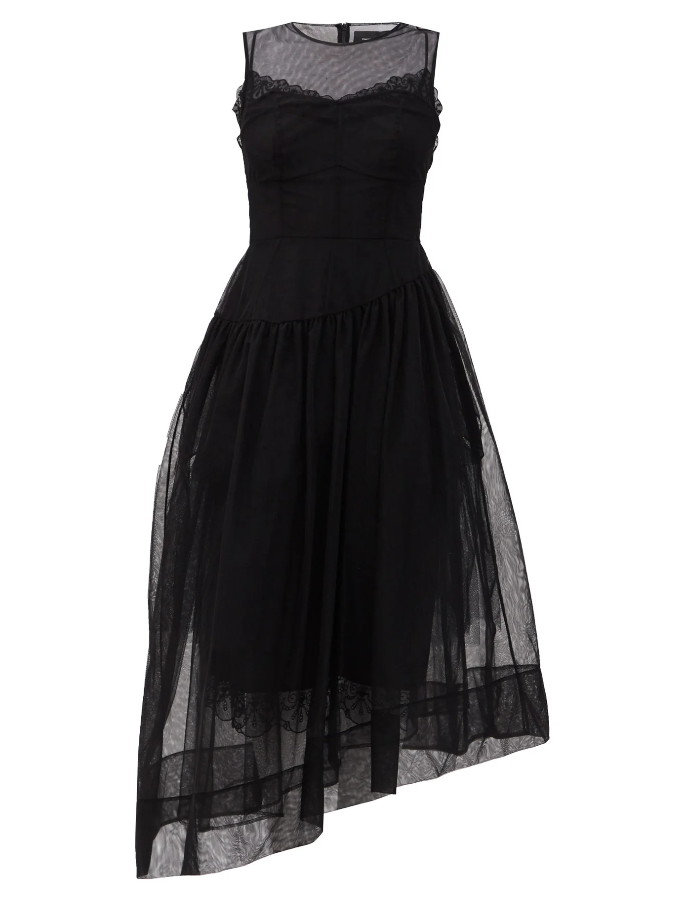 Asymmetric tulle midi dress - 1