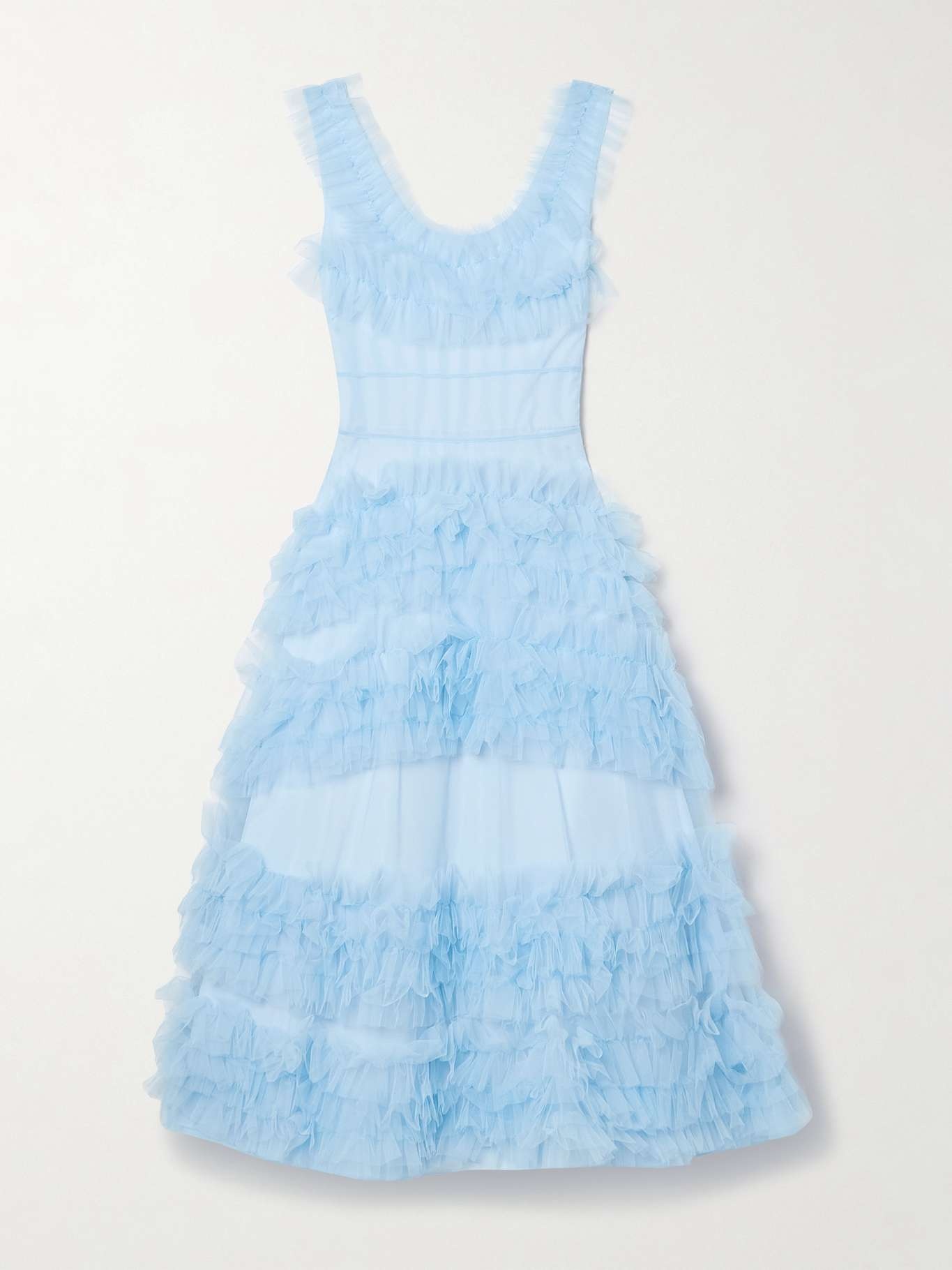 Mertyl tiered ruffled tulle midi dress - 1