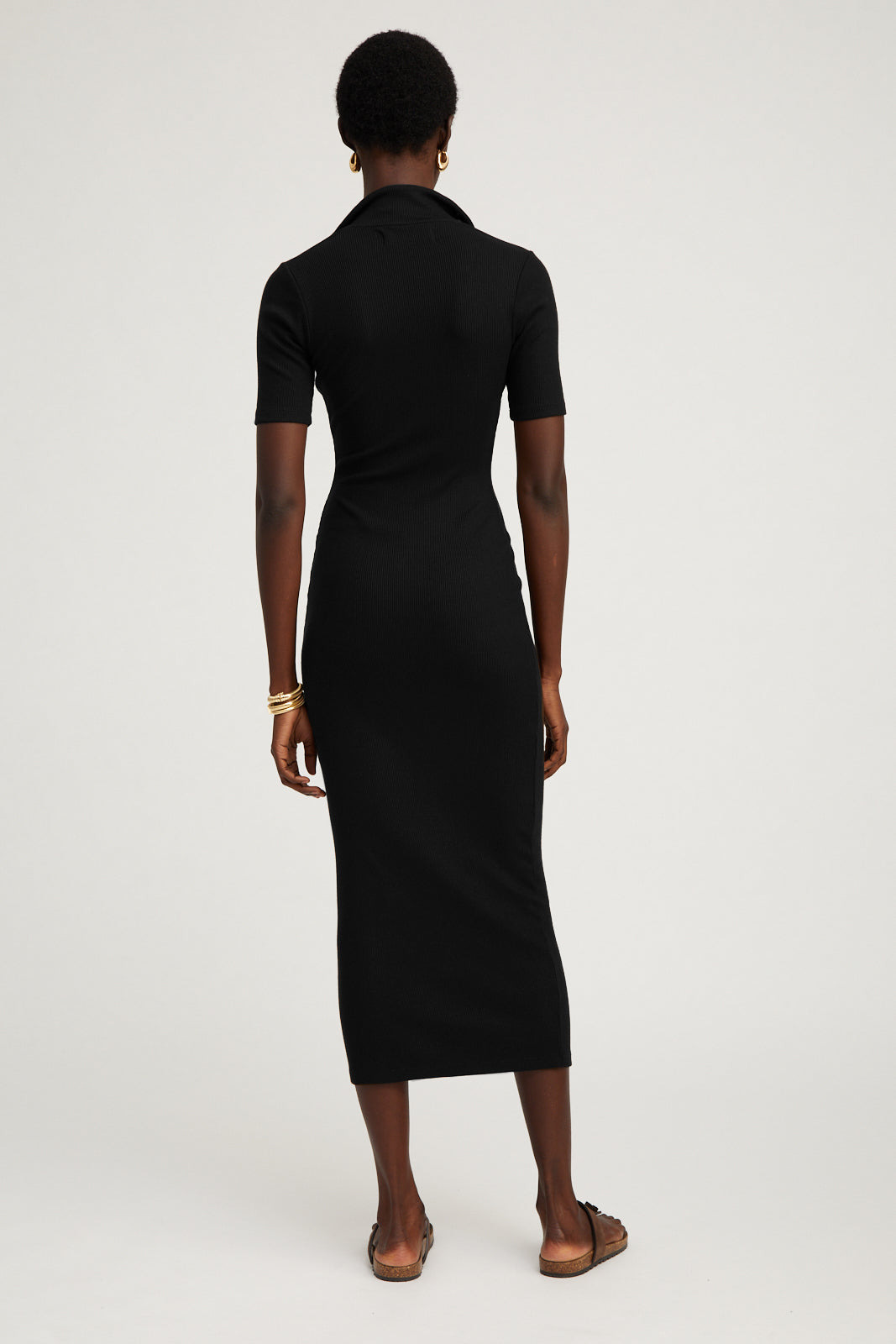 BLACK RIB POLO MAXI DRESS - 3