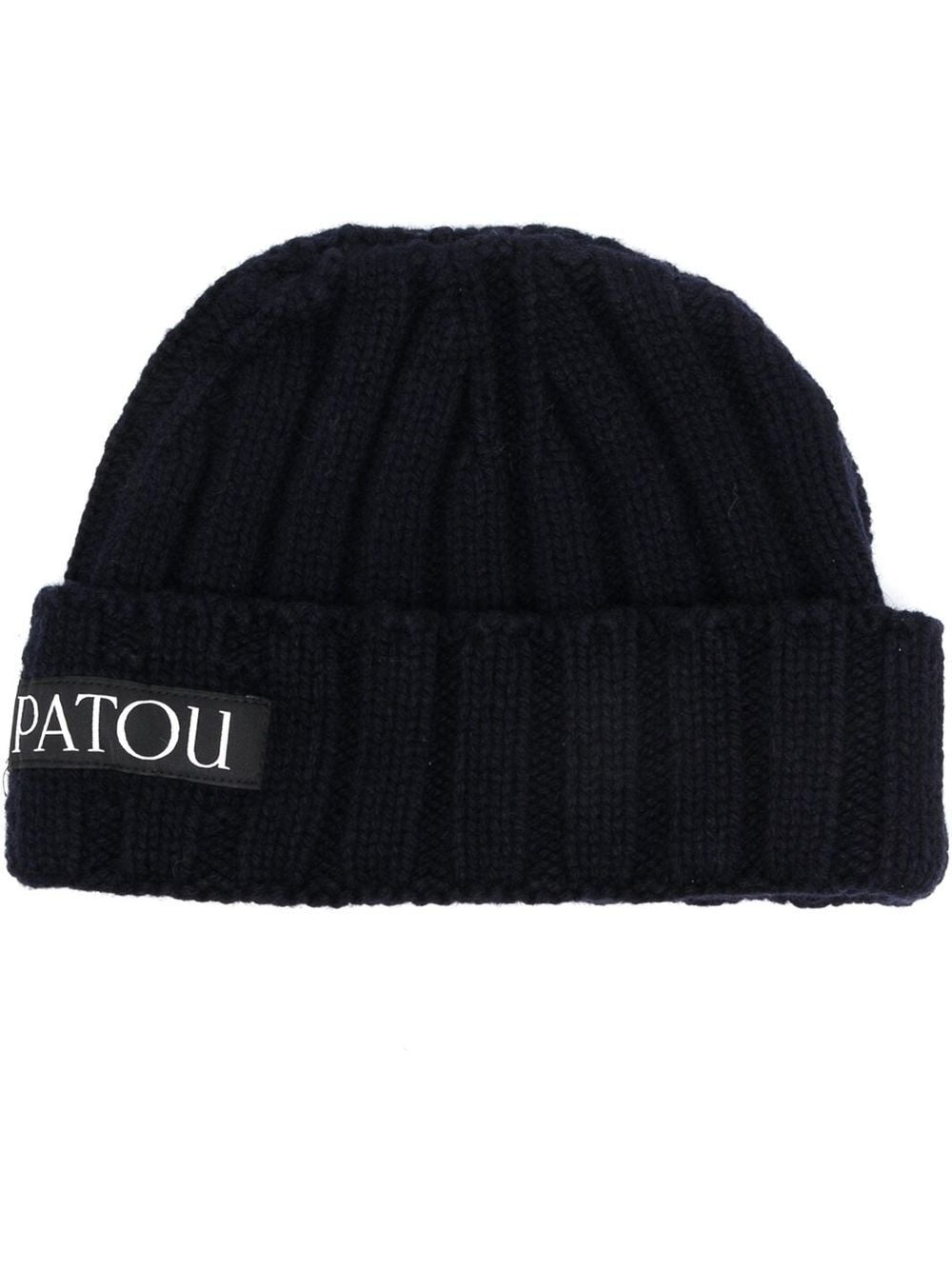 logo-patch ribbed-knit beanie - 1