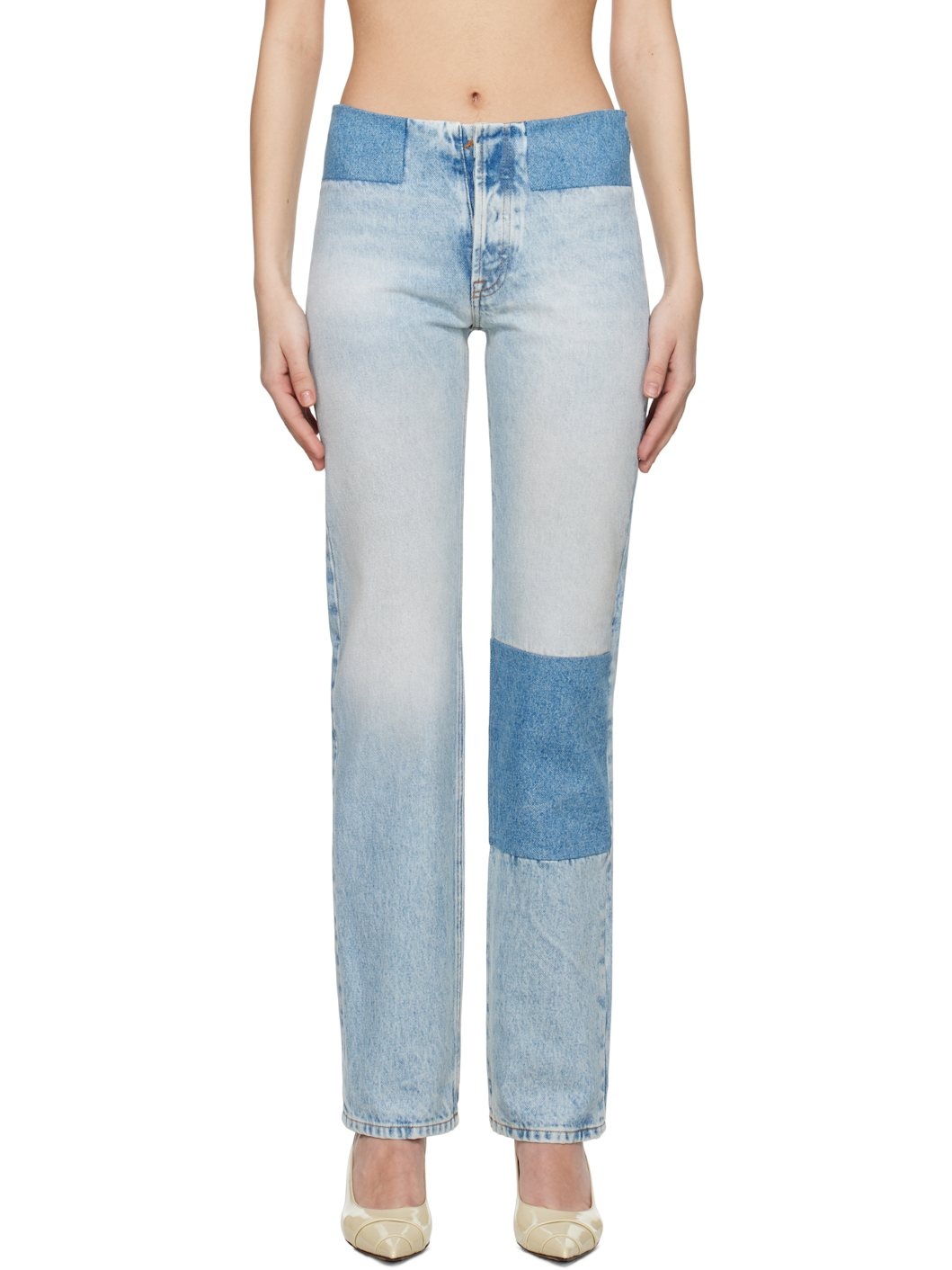 Blue Patchwork Jeans - 1