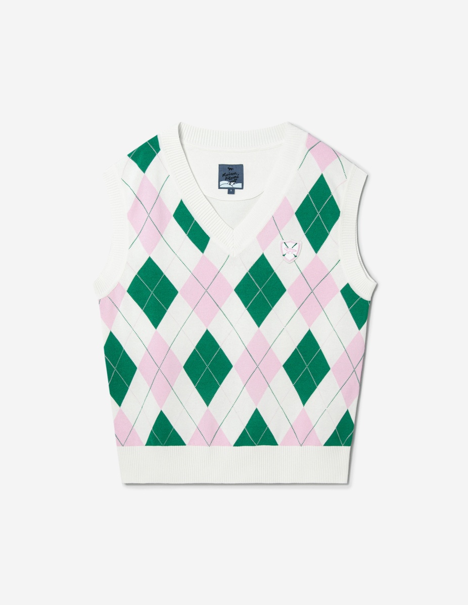 Women Crest Logo Argyle Jumper - 1