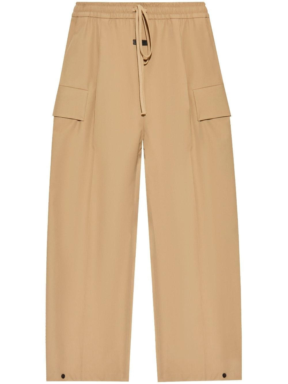 logo-patch wool trousers - 1