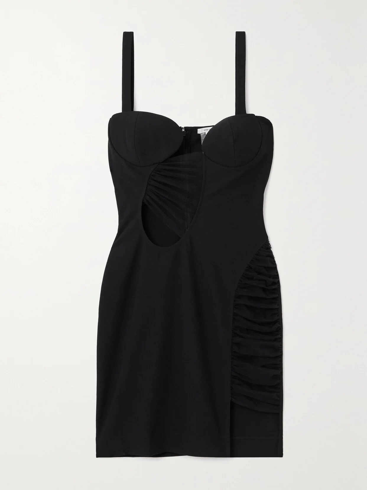 Paneled Cutout Stretch-crepe And Tulle Mini Dress - 1