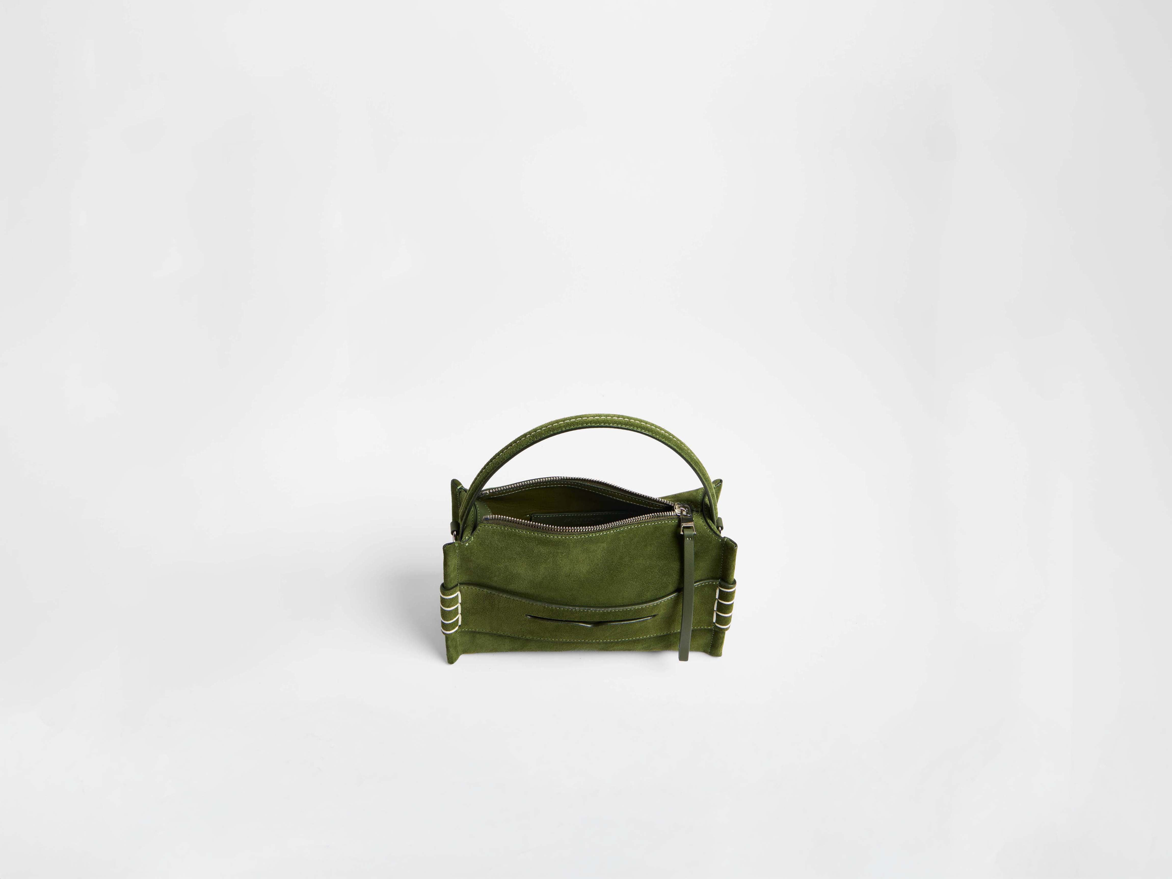 SMALL LOAFER BAG IN KHAKI SUEDE - 8