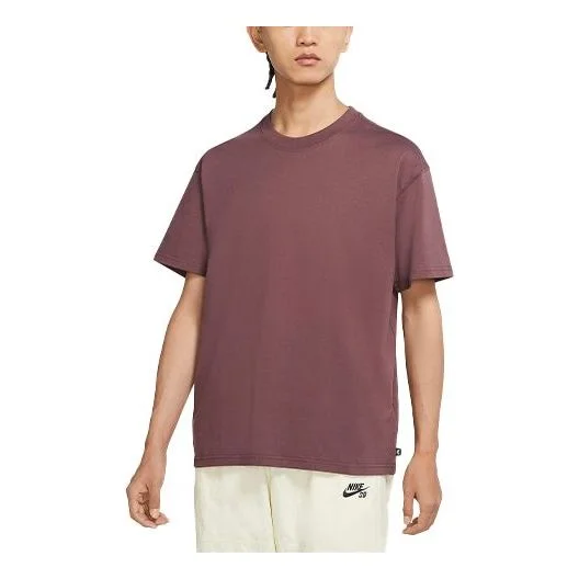 Men's Nike Solid Color Loose Round Neck Short Sleeve Wine Red T-Shirt DB9976-646 - 1