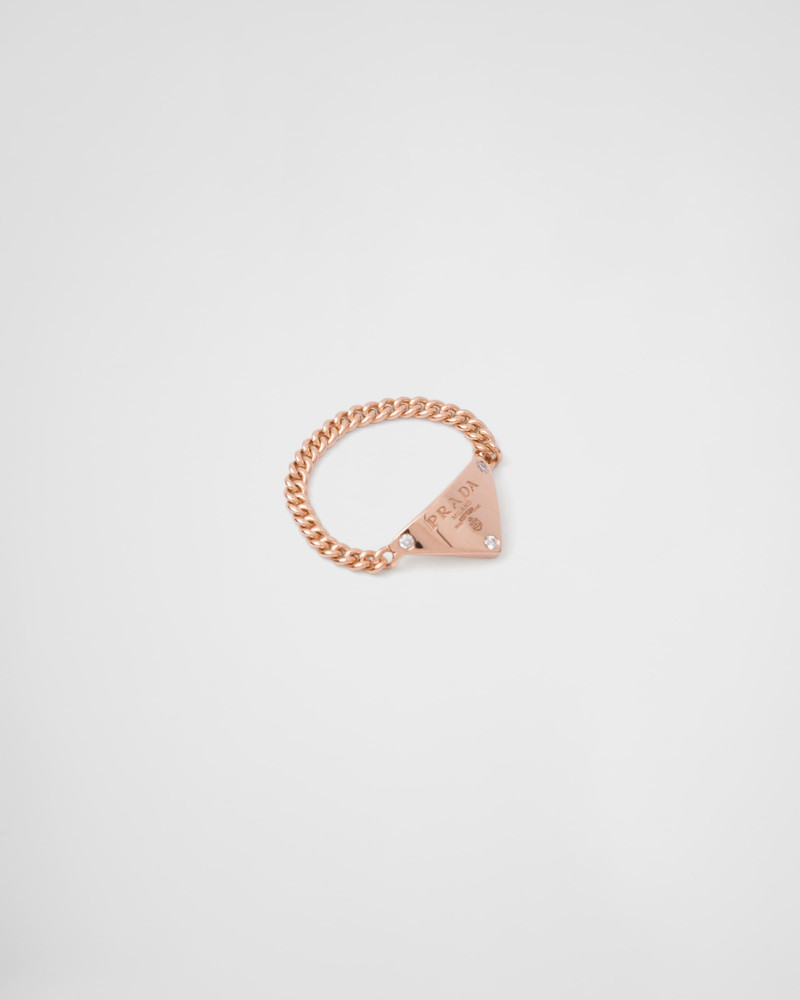 Prada Eternal Gold chain ring in pink gold with diamonds outlook