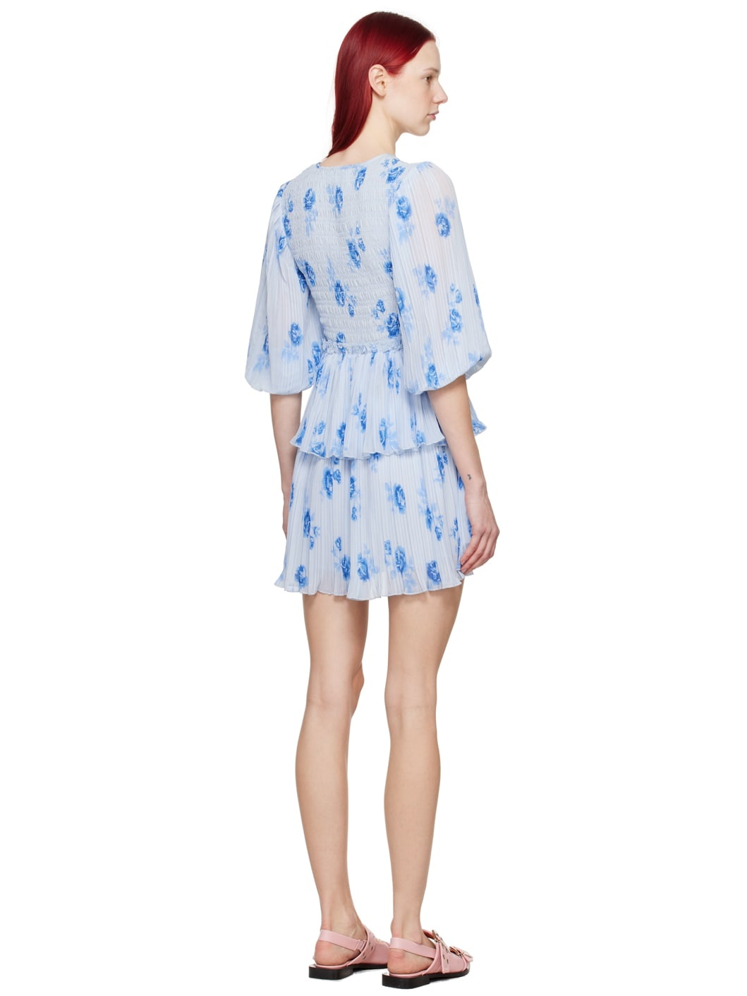 Blue Pleated Minidress - 3