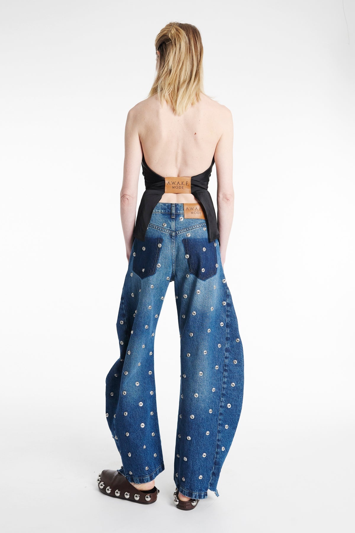 STUDDED ORGANIC JEANS BLUE DENIM - 11