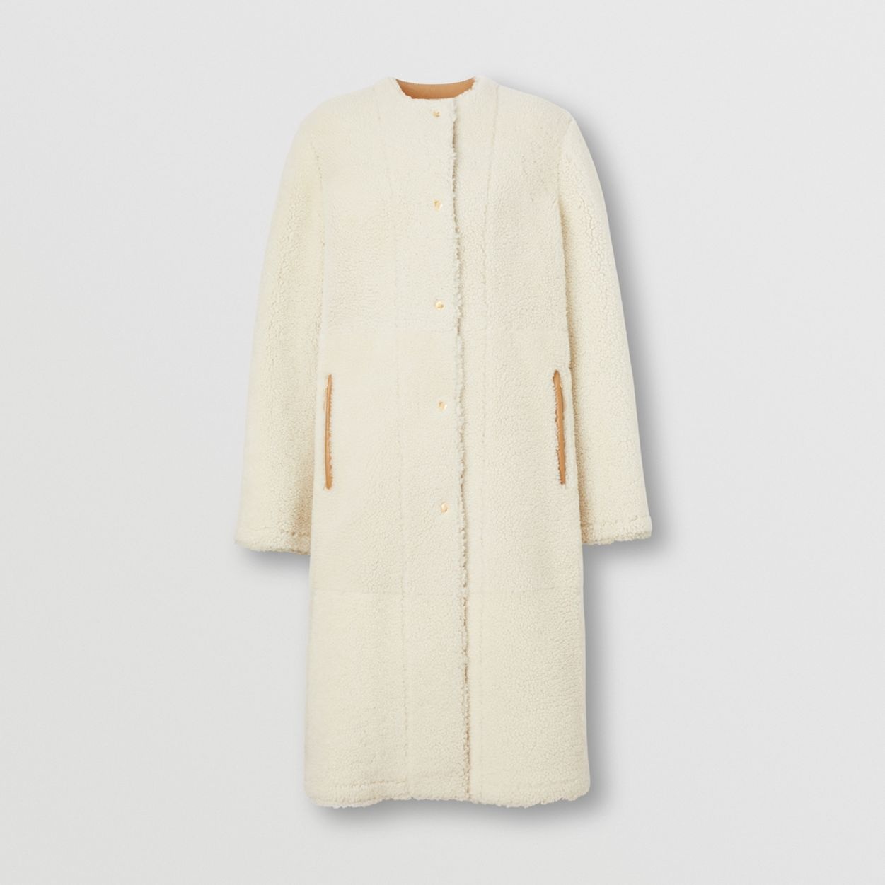Reversible Shearling Collarless Coat - 1