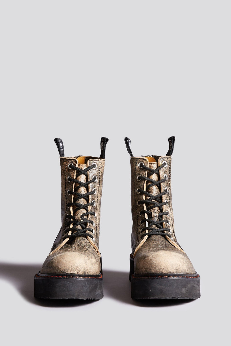 SINGLE STACK BOOTS (W/ VISIBLE GROMMETS = 8) - DISTRESSED BROWN - R13 2