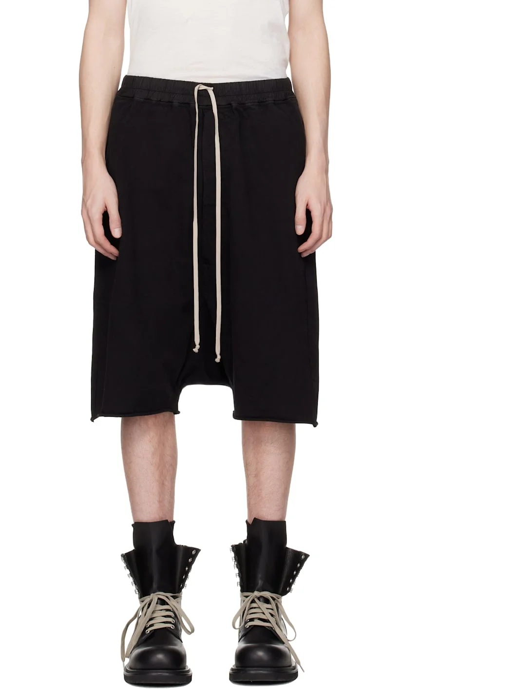 Black Temple Drawstring Pods Shorts - 1