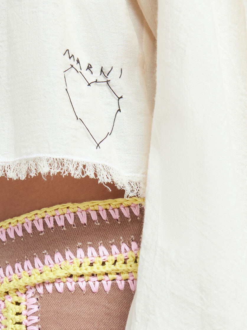 LIGHT BEIGE ORGANIC CHEESECLOTH BLOUSE WITH TIES - 4