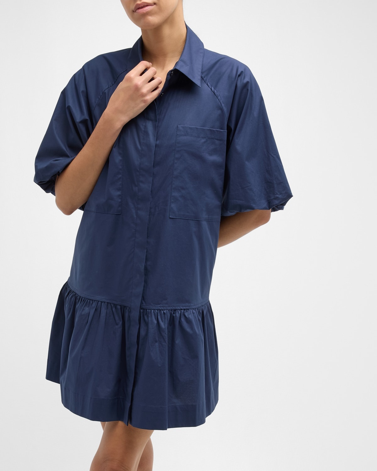 Crissy Puff-Sleeve Cotton Poplin Mini Shirtdress - 7