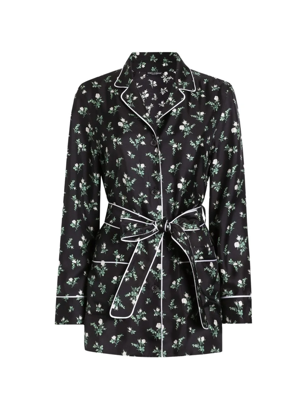 roses and lilies of the valley-print twill shirt - 1