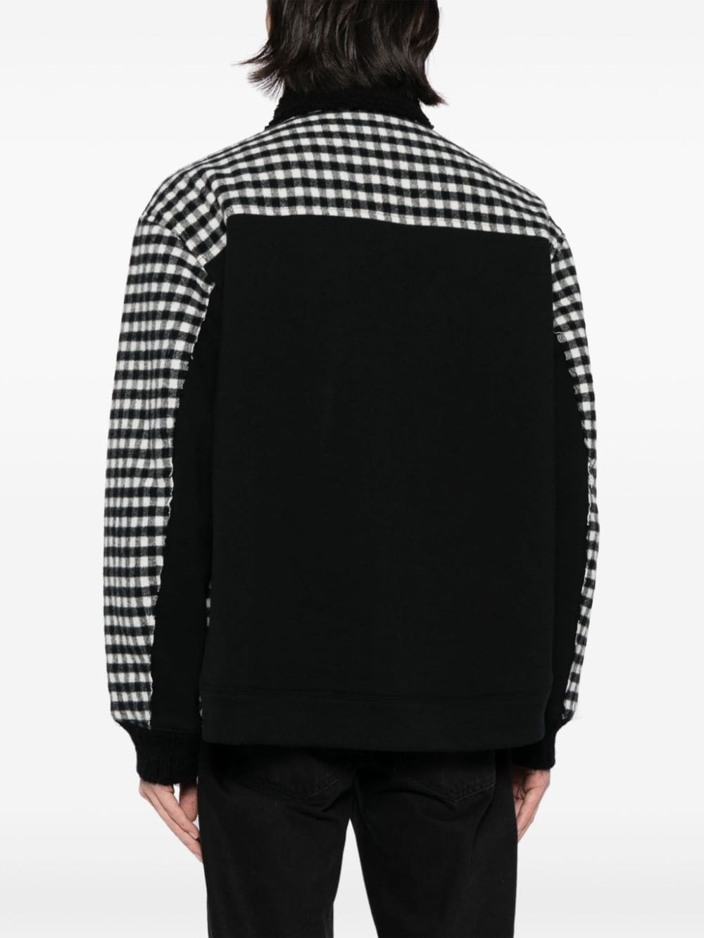 gingham-check flannel shirt jacket - 4