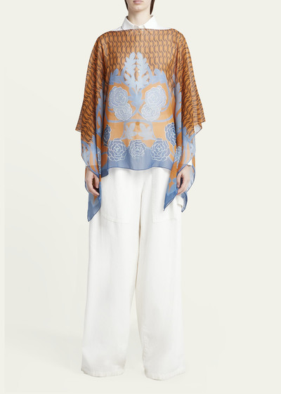 Etro Sheer Floral Wool & Cashmere Poncho outlook