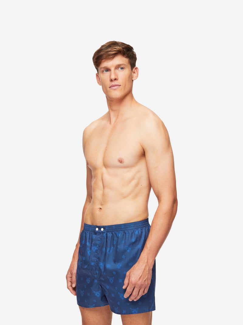 Men's Classic Fit Boxers Paris 24 Cotton Jacquard Navy - 4