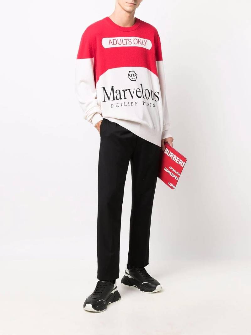 PHILIPP PLEIN logo-print cashmere jumper outlook