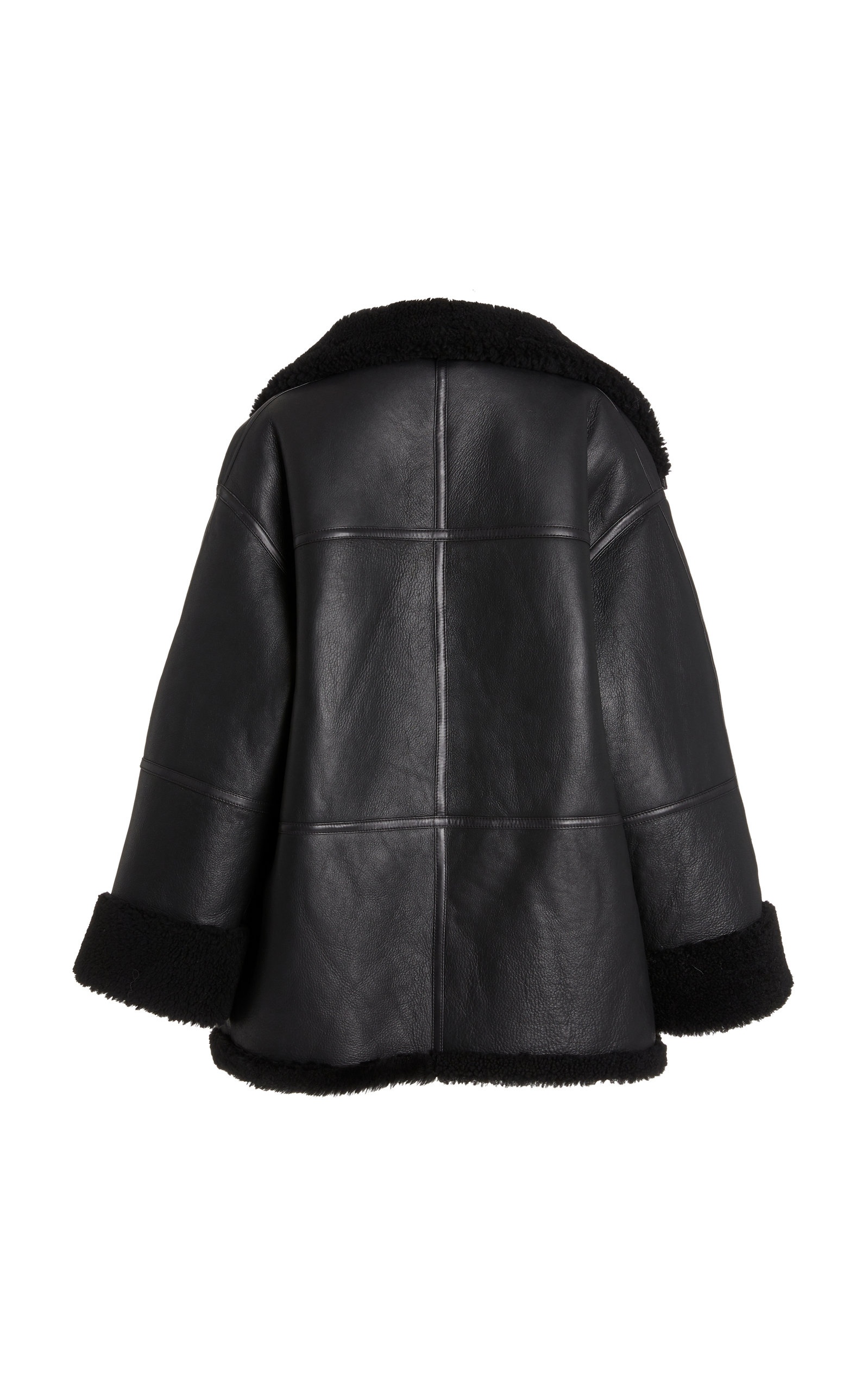 Menfi Oversized Shearling Coat black - 4