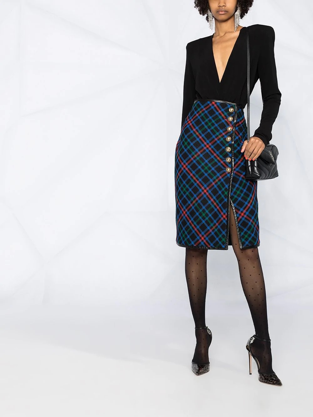 knee-length tartan skirt - 2