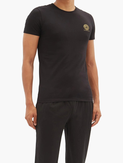 VERSACE Medusa-logo V-neck cotton-blend T-shirt outlook