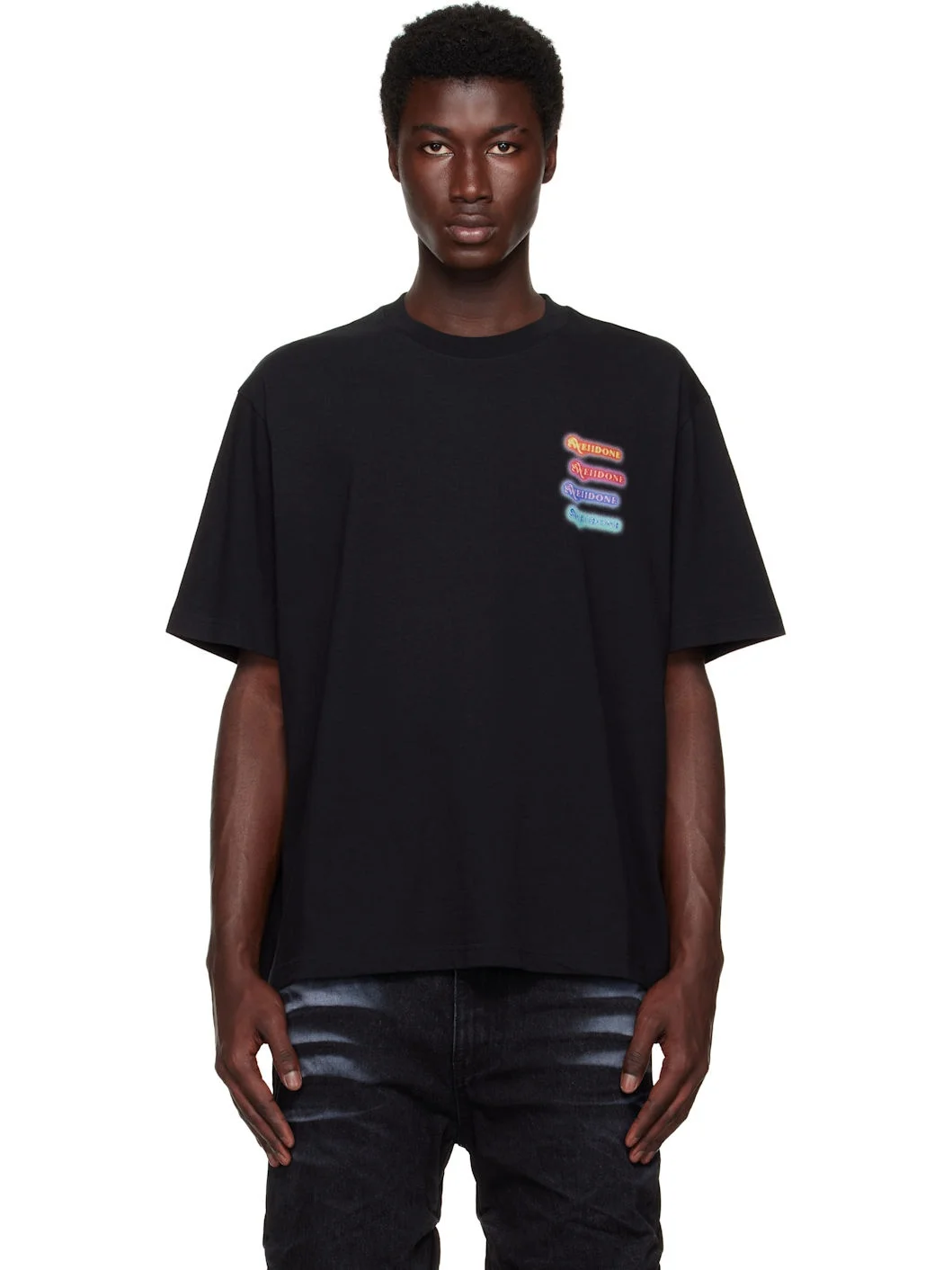 Black Neon Logo Short Sleeved T-shirt - 1