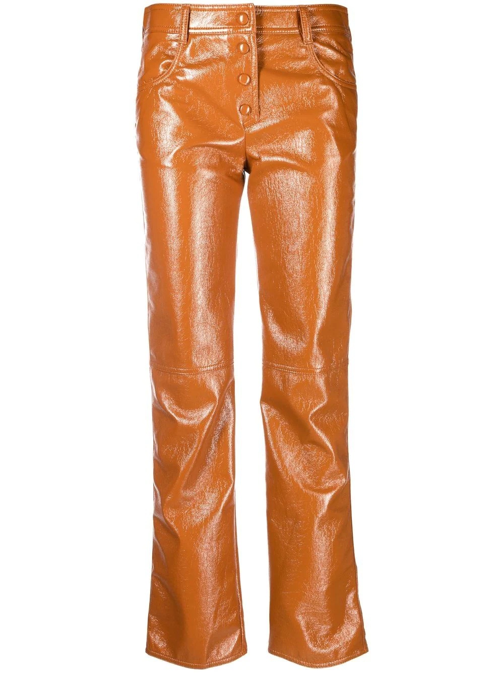 patent straight-leg trousers - 1