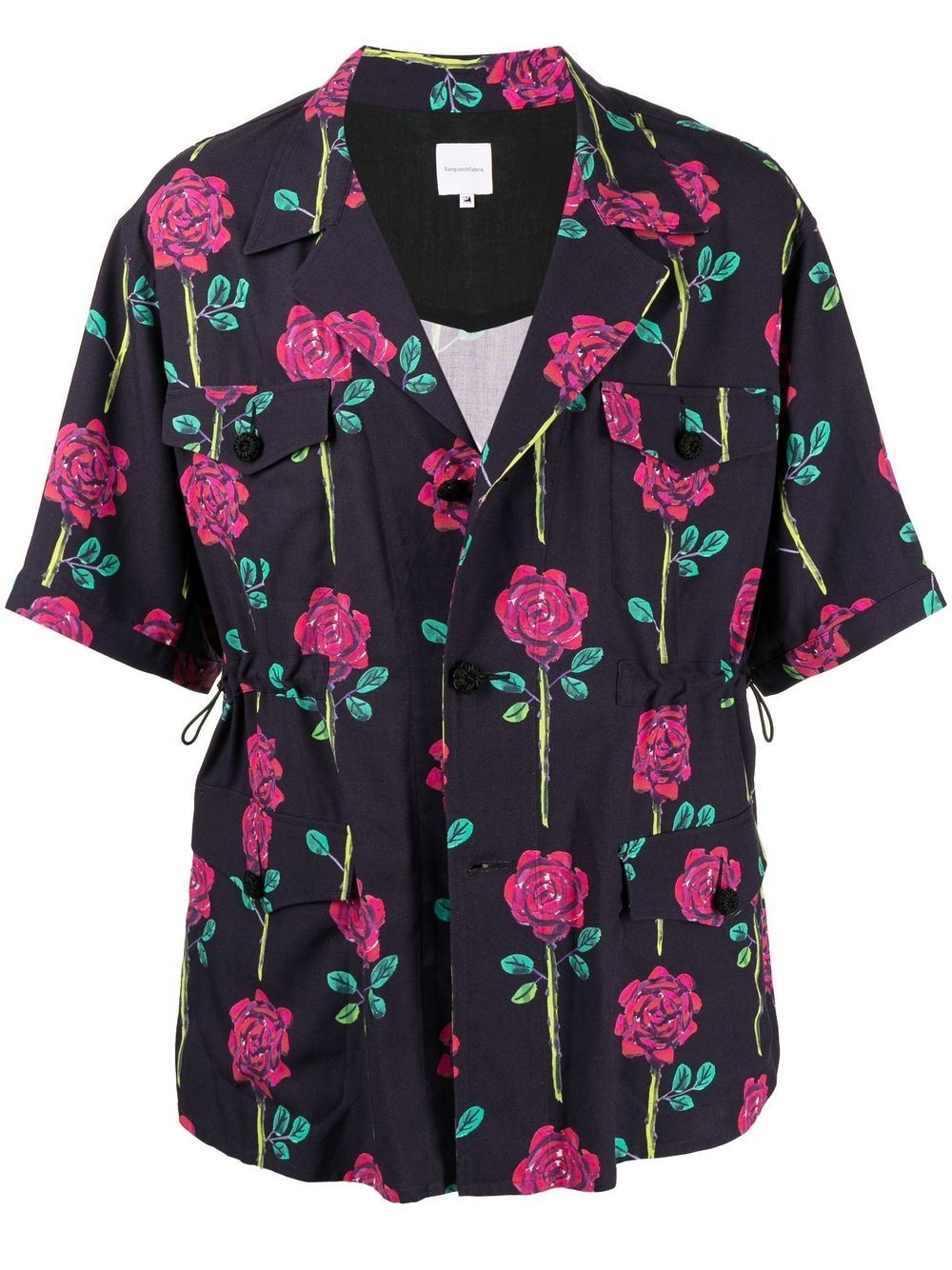 floral-print short-sleeved shirt - 1