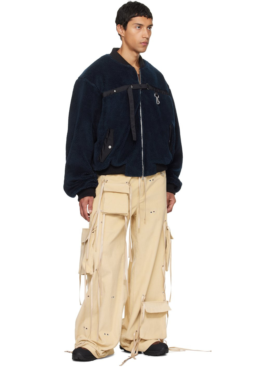Navy Sherpa Fleece Bomber jacket - 4