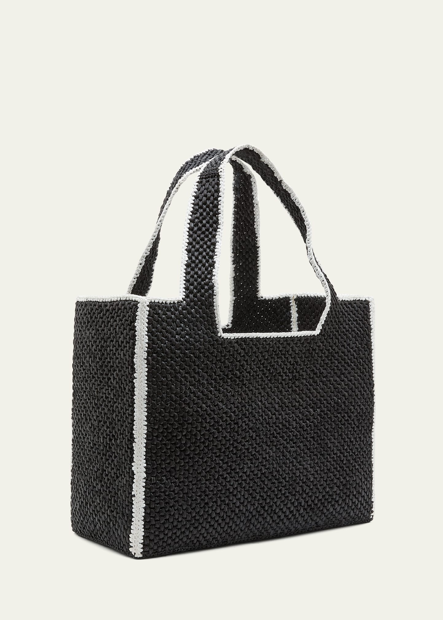 x Paula’s Ibiza Logo Large Bicolor Raffia Tote Bag - 3