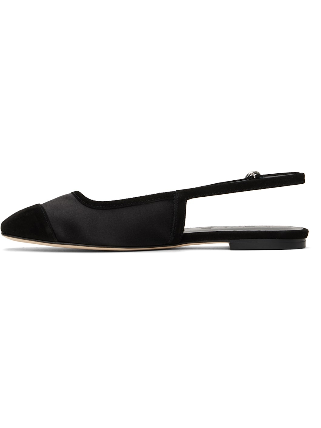 Black Geraldine Satin Toe-Cap Ballerina Flats - 3