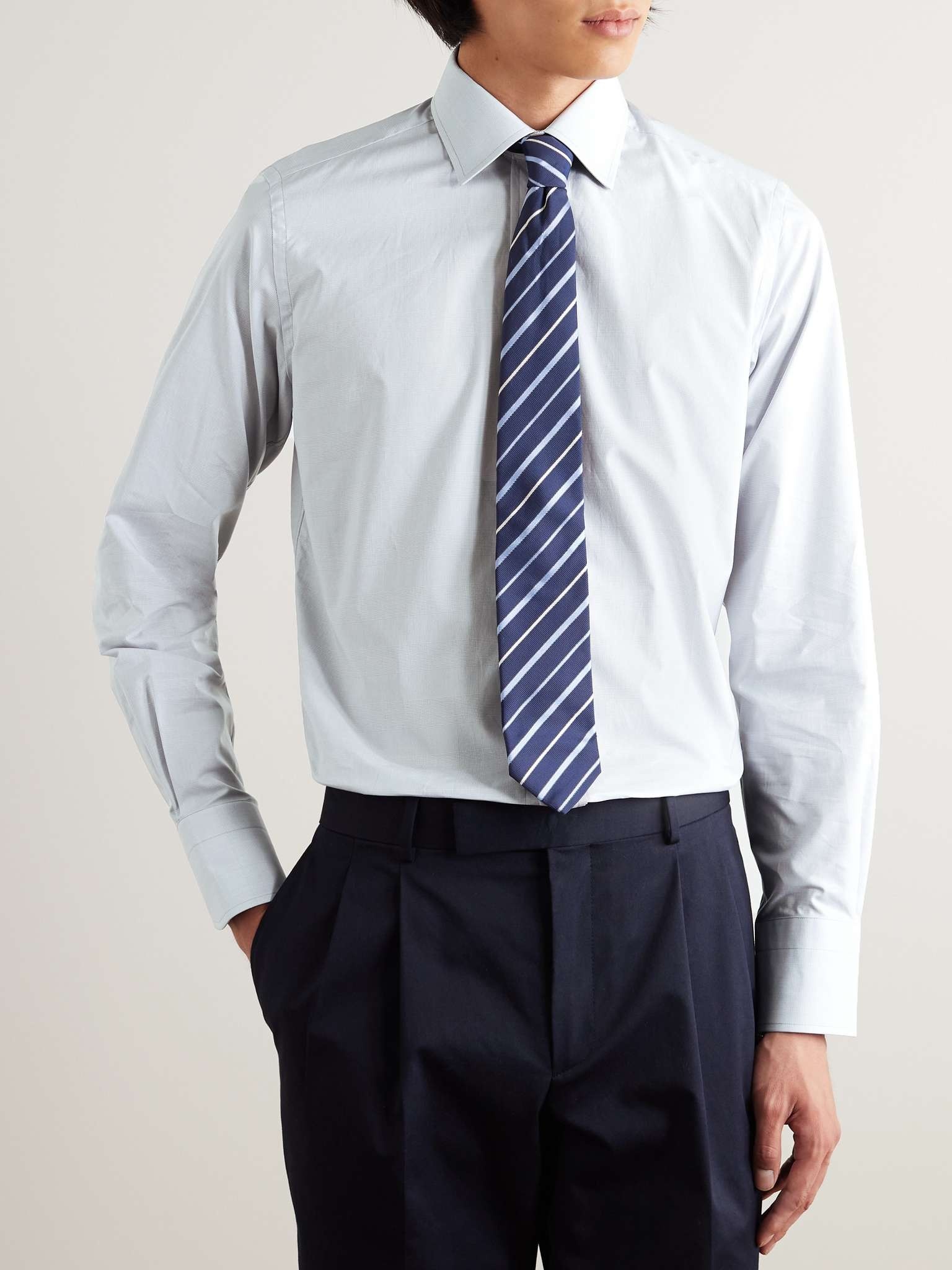 Cutaway-Collar Prince Of Wales Checked Cotton-Poplin Shirt - 3