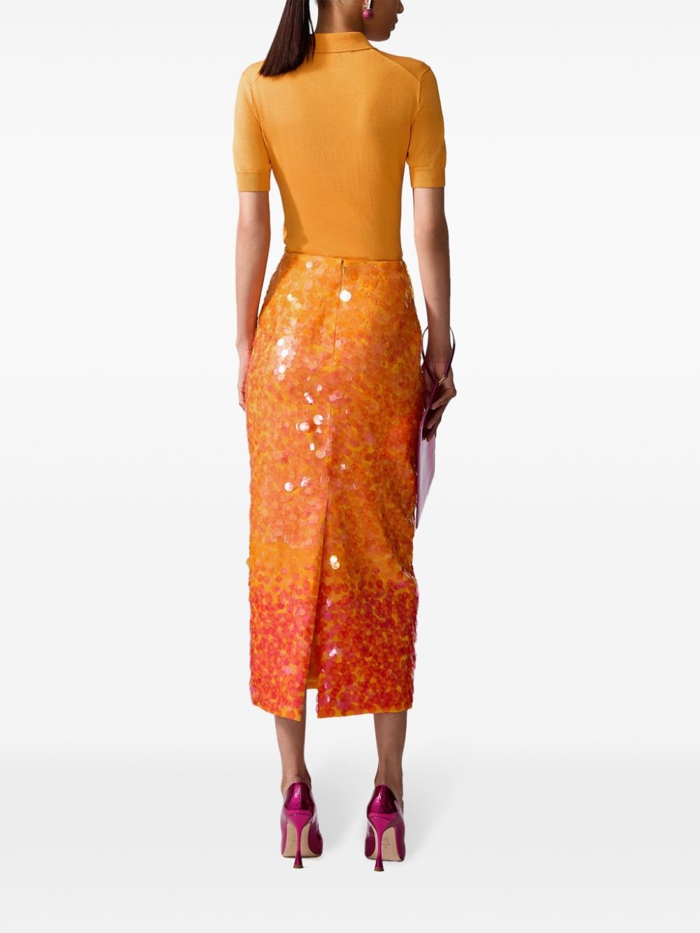ombré-effect sequinned midi skirt - 3